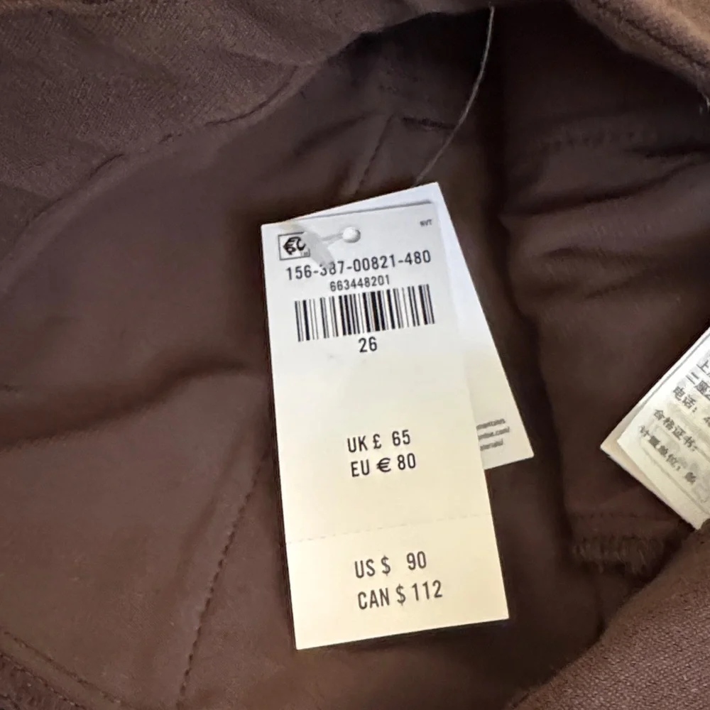 Abercrombie & Fitch Sloane Tailored Wide-Leg High-Rise Pants in Dark Brown 26R - Picture 8 of 8